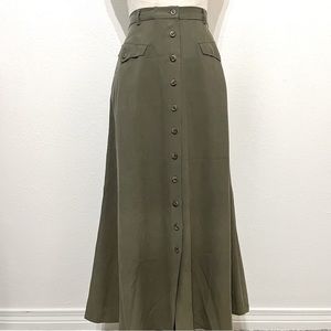 COPY - 100% Silk Button Down Skirt Olive Green
